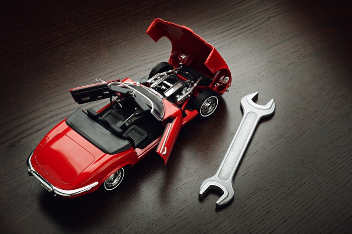 Toy car with wrench