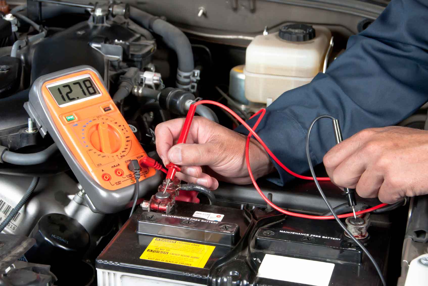 A RAM truck service battery inspection